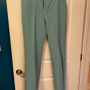 Zara Light Blue Dress Pants with Straight Leg Design and Pressed Crease